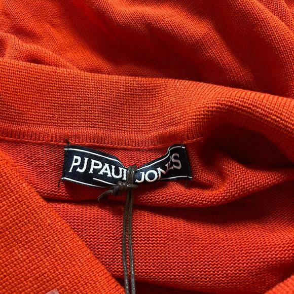 PJ Paul Jones Orange Polo Shirt Medium Knit Button Down Golf Preppy Retro Sporty - Picture 2 of 5